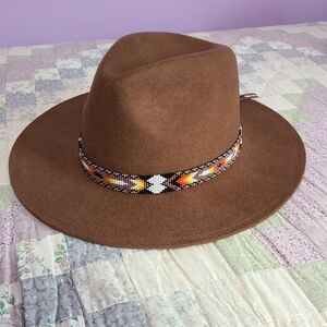 EUC Chocolate Brown Wide Brim Fedora Hat